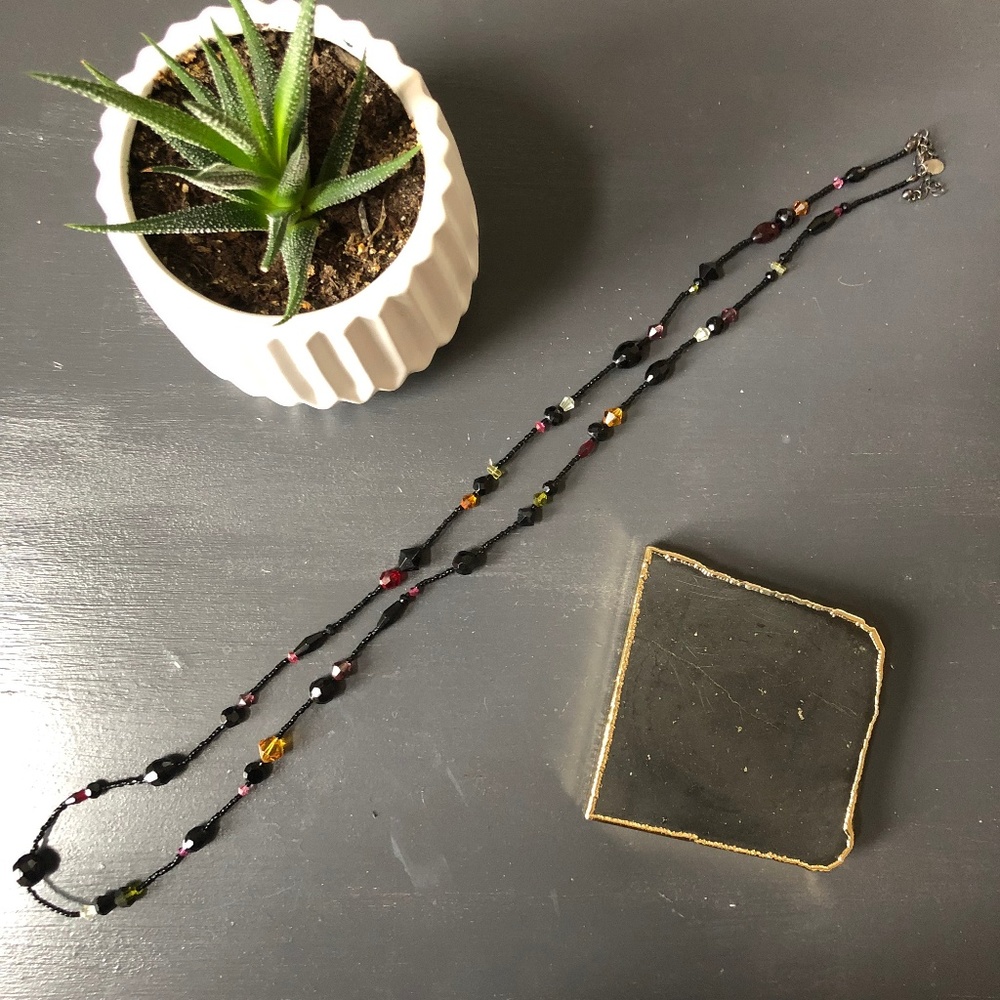 Black Beaded Lia Sophia Necklace - Jewel Accents